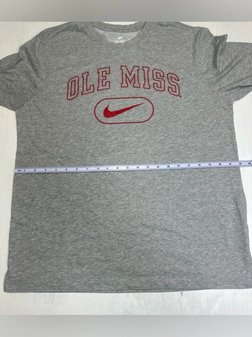 Nike Ole Miss Rebels Dri-Fit Tee Gray Red Logo Shirt Mens XL NCAA